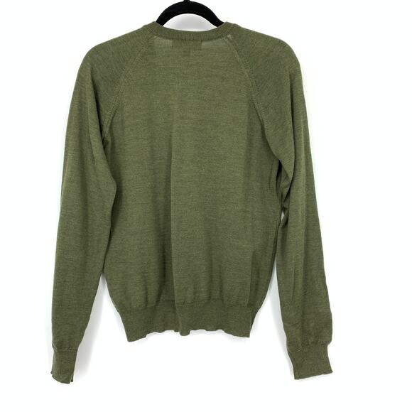 Fred Perry K5803 Womens Merino Wool Sweater Size 8 Olive Green V-Neck - Picture 2 of 6